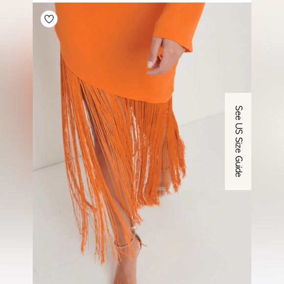 ORANGE FRINGE MAXI PRETTY LAVISH WEDDING GUEST DRESS - Picture 4 of 4